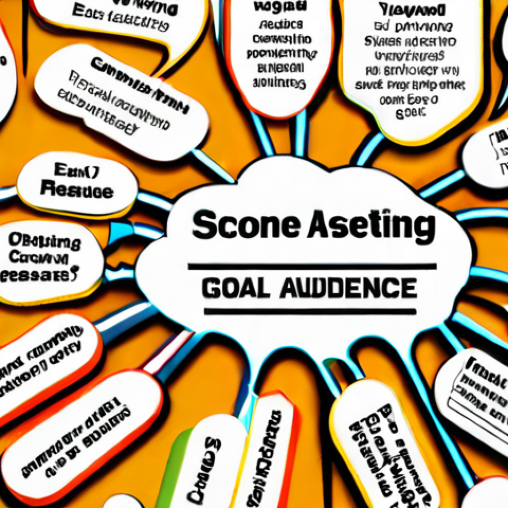 **

Engaging digital content planning: A mind map visually representing the steps of content creation, including goal setting, target audience identification, and keyword research.  Bright, colorful, and attention-grabbing. Emphasize the "think before you write" concept.

**