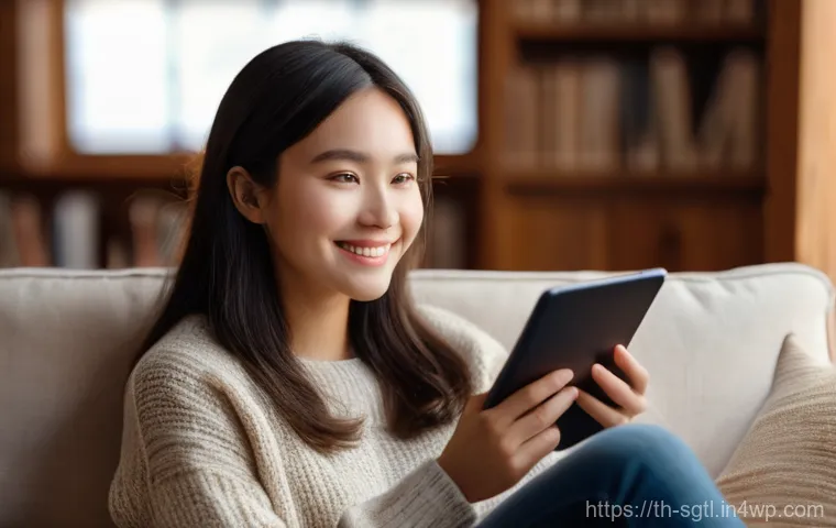 디지털 스토리에서의 서브텍스트 활용하기 - **Prompt:** A young woman, dressed in a cozy, modestly fitted sweater and comfortable jeans, is seat...