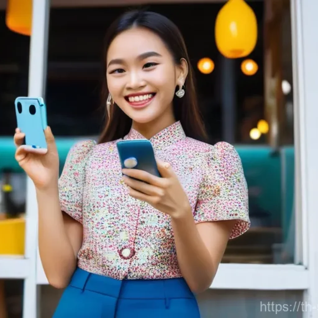 디지털 스토리의 구조적 변화 이해하기 - **Vibrant Digital Storytelling in Thailand:**
    A dynamic, eye-level shot of a young Thai woman (e...