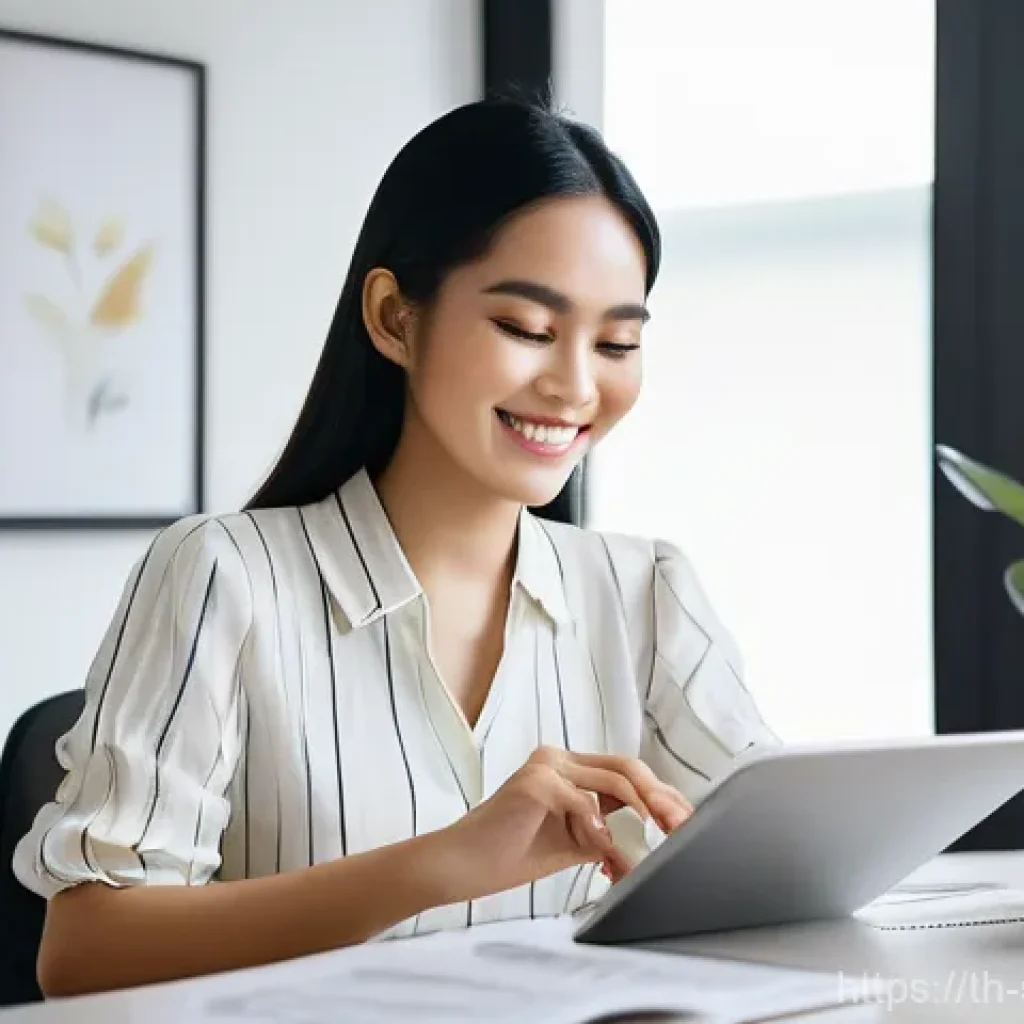 디지털 스토리에서의 보편성과 개별성 - **Prompt:** A young Thai female content creator, with a warm and genuine smile, sitting comfortably ...
