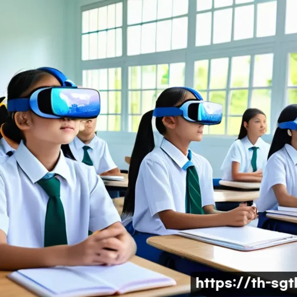 디지털 스토리텔링의 미래 전망 - A vibrant classroom scene in a modern Thai school using digital media for education: students of div...